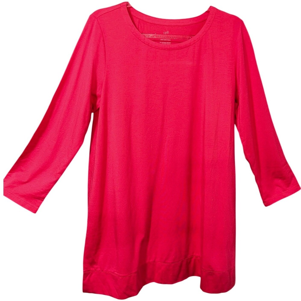J Jill Luxe Supima Crew Neck Tunic Pink 3/4 Sleeve Cotton Modal Top XS